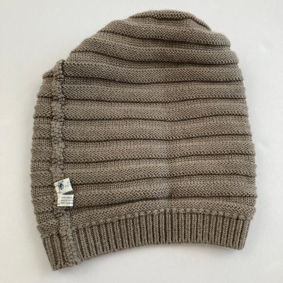 Portolano One Size Wool Blend Chunky Knit Oatmeal Tan Slouchy Beanie Winter Hat - Picture 7 of 9